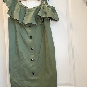 English Factory Olive Button-Down Dress